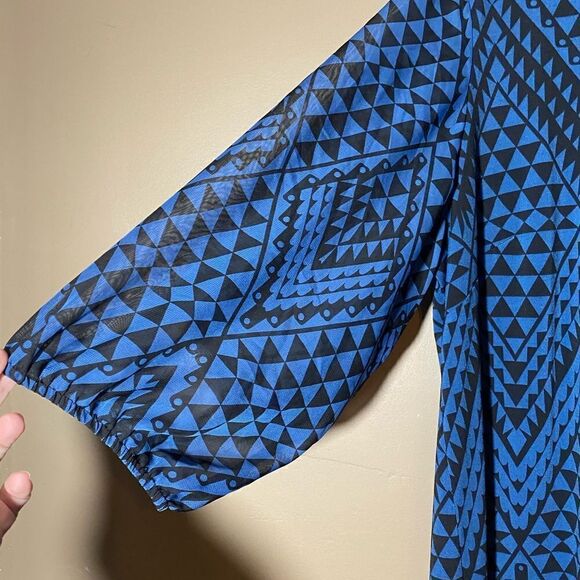 Danny & Nicole Geometric Print Midi Dress Neckline Cutout 3/4 Sleeve Size 3X EUC - Picture 7 of 12